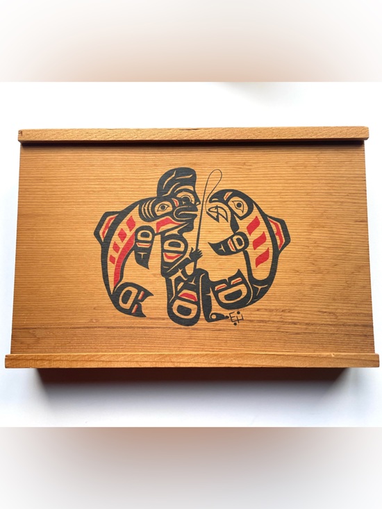 Other - Vintage Northwest Haida Cedar Box Cedar Wood Art Indigenous Decor Hand-Painted